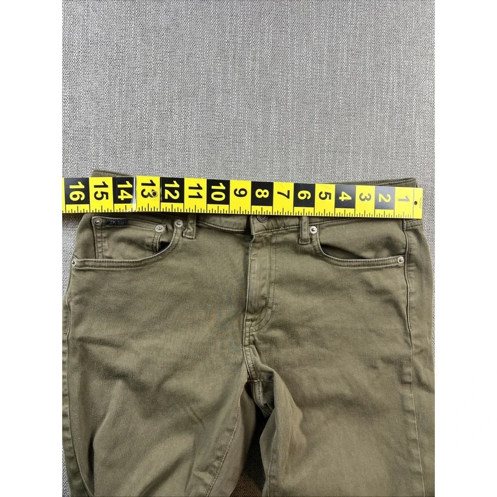 Polo Ralph Lauren Olive Green Denim Tompkins Skinny Jeans Mens 29 Pants MidRise